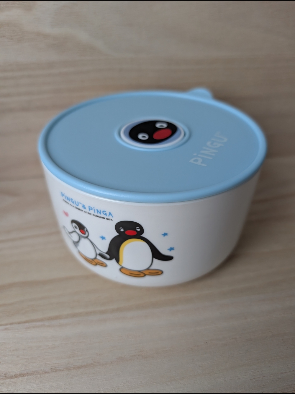 New Pingu & Pinga Baby Blue Lidded Ceramic Bowl New without tag